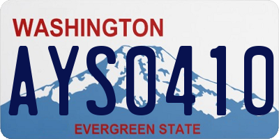WA license plate AYS0410