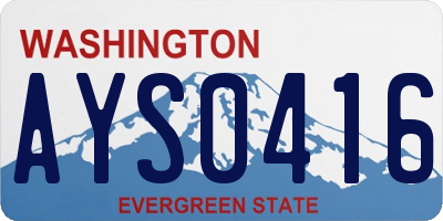 WA license plate AYS0416