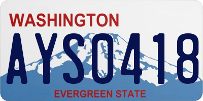 WA license plate AYS0418