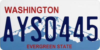 WA license plate AYS0445