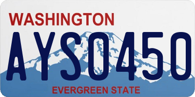 WA license plate AYS0450