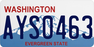 WA license plate AYS0463