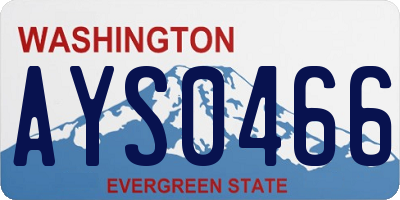 WA license plate AYS0466