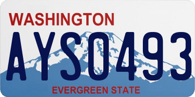 WA license plate AYS0493