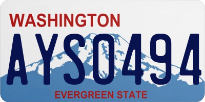 WA license plate AYS0494