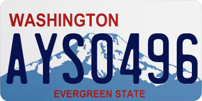 WA license plate AYS0496