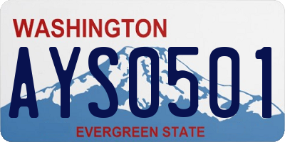 WA license plate AYS0501