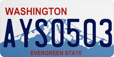 WA license plate AYS0503