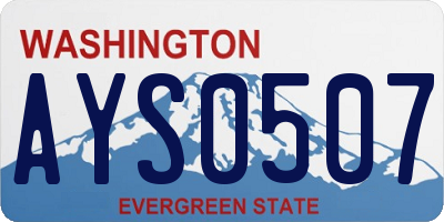 WA license plate AYS0507