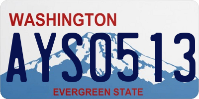 WA license plate AYS0513