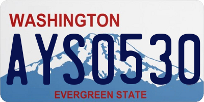 WA license plate AYS0530