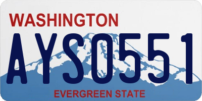 WA license plate AYS0551
