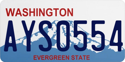 WA license plate AYS0554