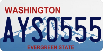 WA license plate AYS0555