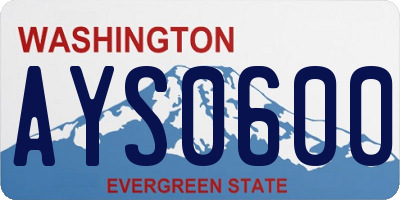 WA license plate AYS0600