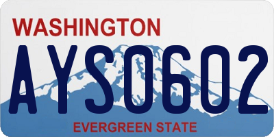WA license plate AYS0602