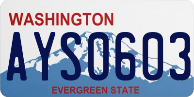 WA license plate AYS0603