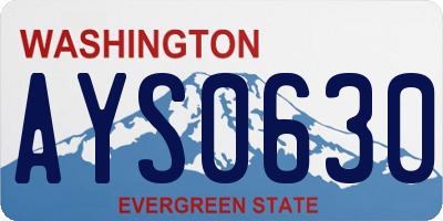 WA license plate AYS0630