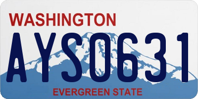 WA license plate AYS0631