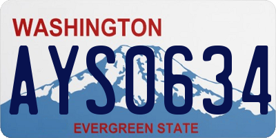 WA license plate AYS0634