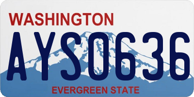 WA license plate AYS0636