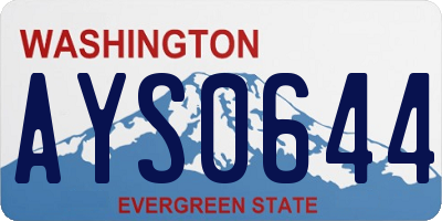 WA license plate AYS0644