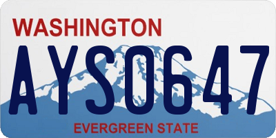 WA license plate AYS0647