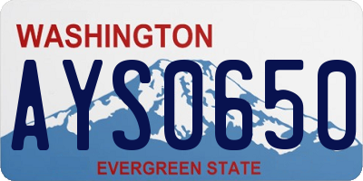 WA license plate AYS0650