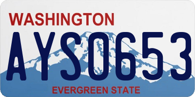 WA license plate AYS0653