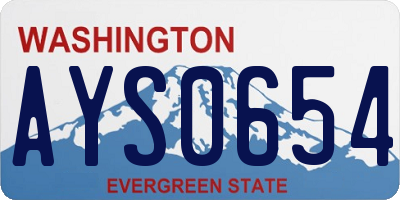 WA license plate AYS0654