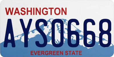 WA license plate AYS0668