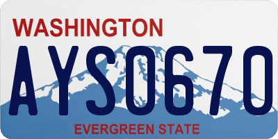 WA license plate AYS0670