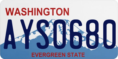 WA license plate AYS0680
