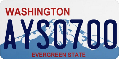WA license plate AYS0700