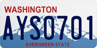 WA license plate AYS0701
