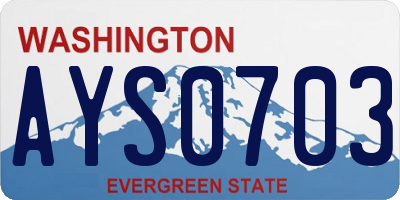 WA license plate AYS0703