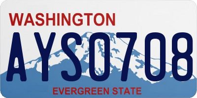 WA license plate AYS0708