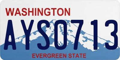 WA license plate AYS0713