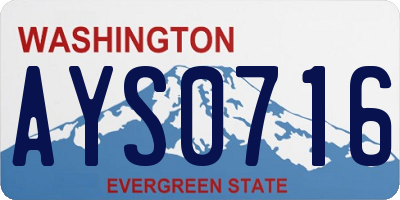 WA license plate AYS0716