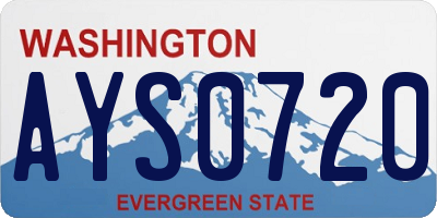 WA license plate AYS0720