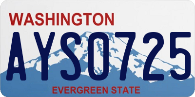 WA license plate AYS0725