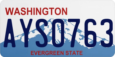 WA license plate AYS0763