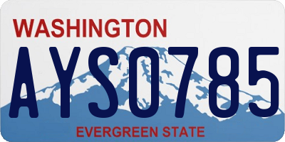 WA license plate AYS0785