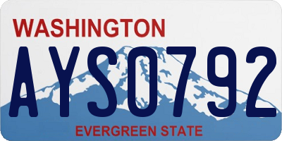 WA license plate AYS0792