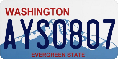 WA license plate AYS0807