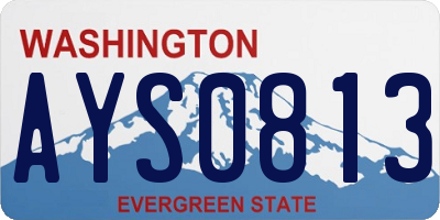 WA license plate AYS0813