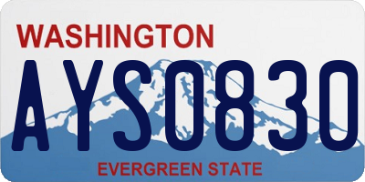WA license plate AYS0830