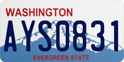 WA license plate AYS0831