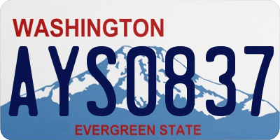 WA license plate AYS0837