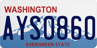 WA license plate AYS0860
